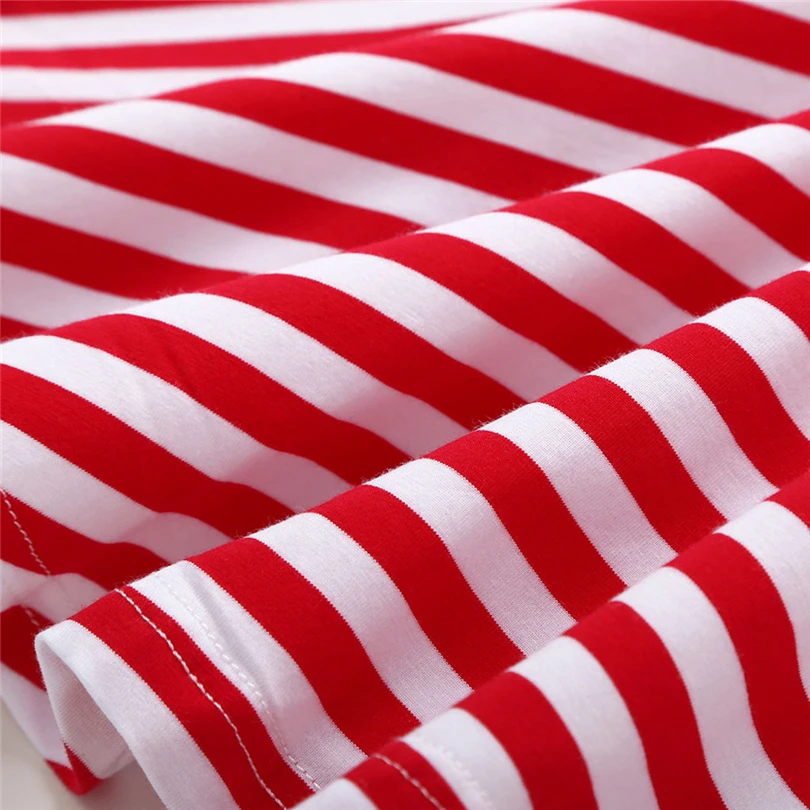 Детское красное платье в полоску с длинным рукавом | Детская одежда и обувь