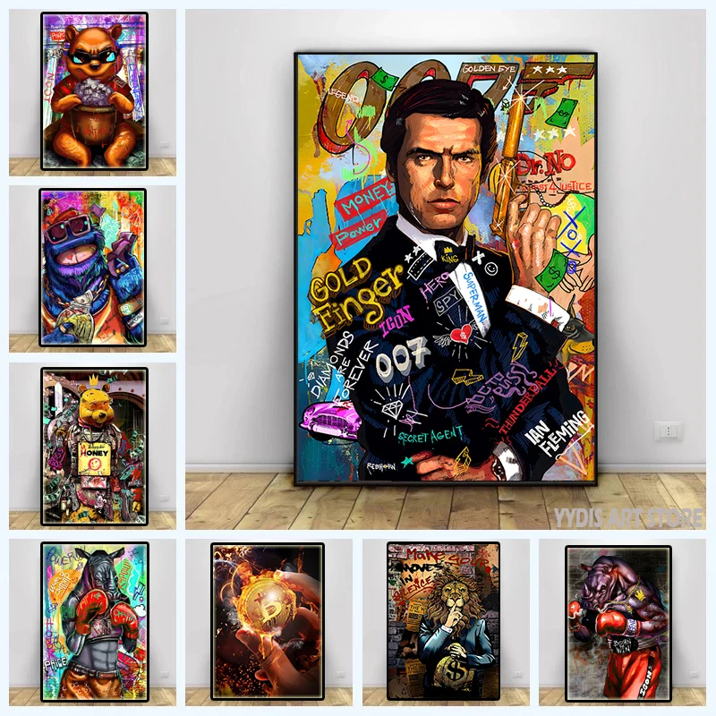 

Graffiti Art Money Dollar Inspirational Paintings Modern Animal Lion Canvas Posters Prints Wall Art Picture For Room Home Decor