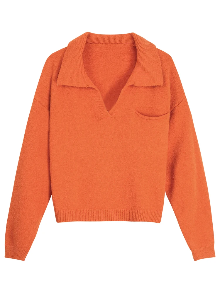 

Korean Chic New Autumn Sweaters Women Vintage Harajuku Turn-down Collar Long Sleeve Loose Wind Pure Knitwear Jumper for Student