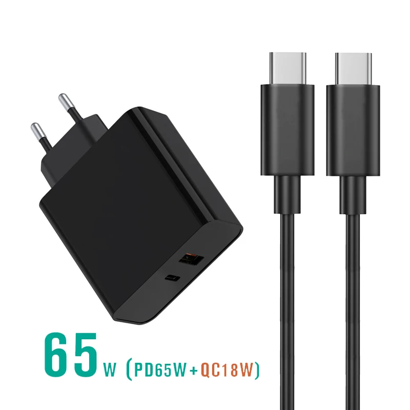 

65W Type C PD Charger for Macbook Air Pro Asus Lenovo Laptop 18W Portable Fast Charger Adapter for iPhone 12 Pro