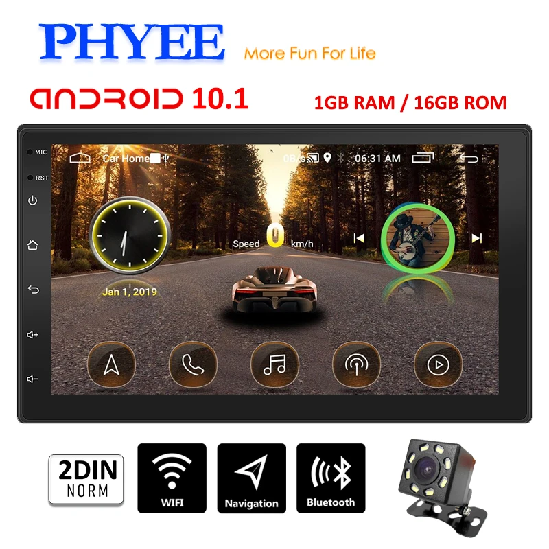 2 Din Android автомобильный Радио автомобиля Bluetooth GPS Navi Wi-Fi Зеркало Ссылка громкой