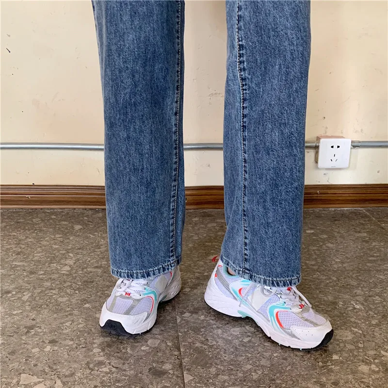 

Wide Leg Jeans Women Ins Vintage Chic Summer Full Length Teens Blue Denim Trouser All-match Casual Stylish Simple Femme Trendy