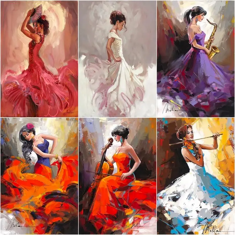 

GATYZTORY 5D Diamond Painting Full Square/Round Drill 5D DIY Girl Dancer Daimond Embroidery Rhinestone Cross Stitch Decor