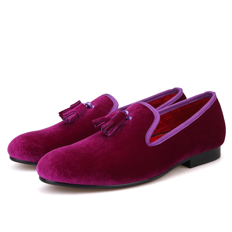 Piergitar/Классические мужские бархатные туфли с подходящей бархатной бахромой