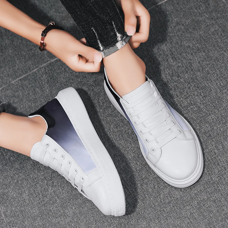 

CYYTL Gradient White Men Sneakers Stylish Comfortable Casual Shoes Lightweight Walking Lace Up Students Flat Sport Tennis