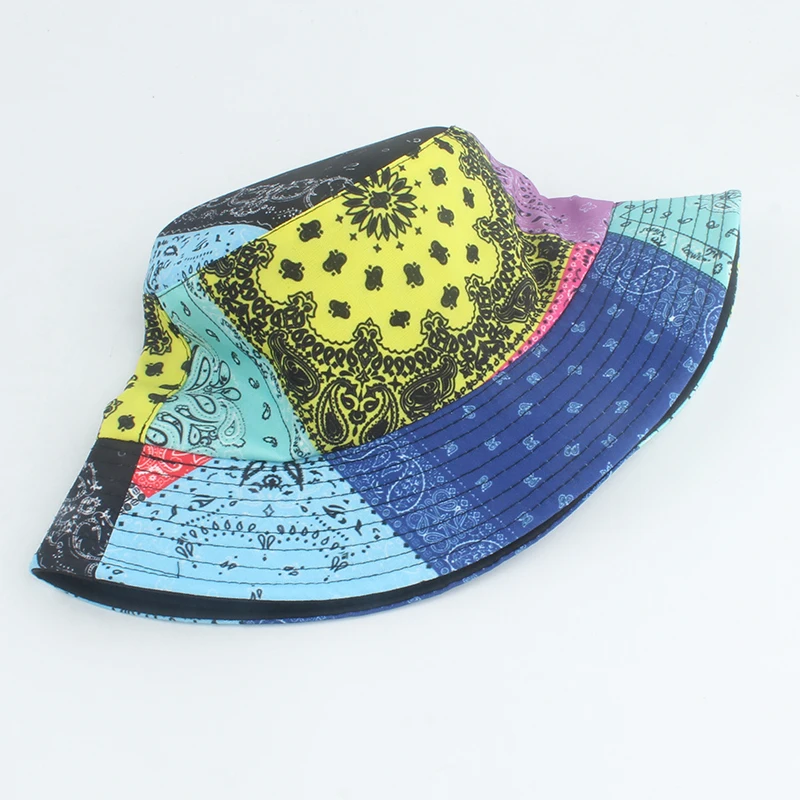 

2021 New Fashion Colorful Vintage Print Bucket Hat Reversible Bob Chapeau Femme Hip hop Caps Gorro Men Sun Hats