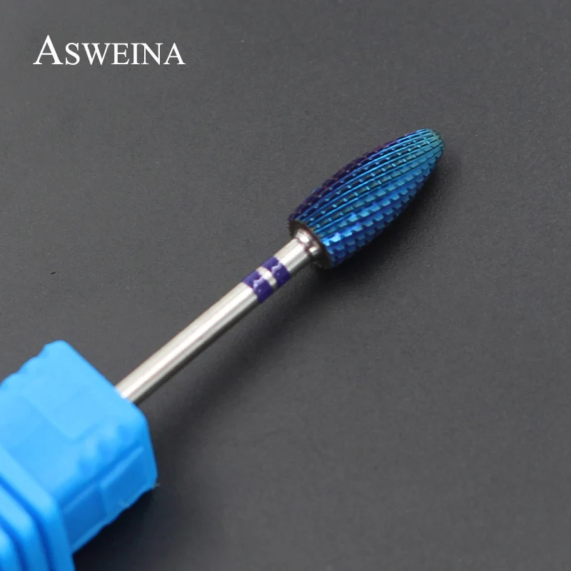 ASWEINA 1 шт. вольфрамовые твердосплавные борфрезы с синим нано покрытием для дизайна ногтей сверло снятия лака
