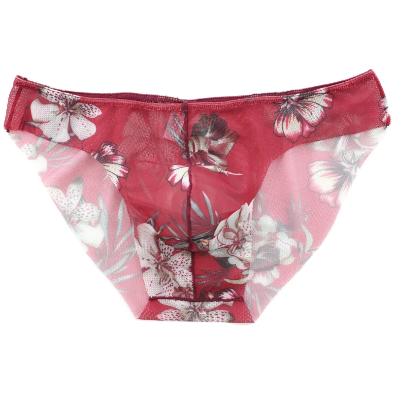 

Men Sexy Briefs Mesh Breathable Soft Underwear Cucea Underpants Man Comfortable Gay Panties Hombre Printed Gauze Male Panties