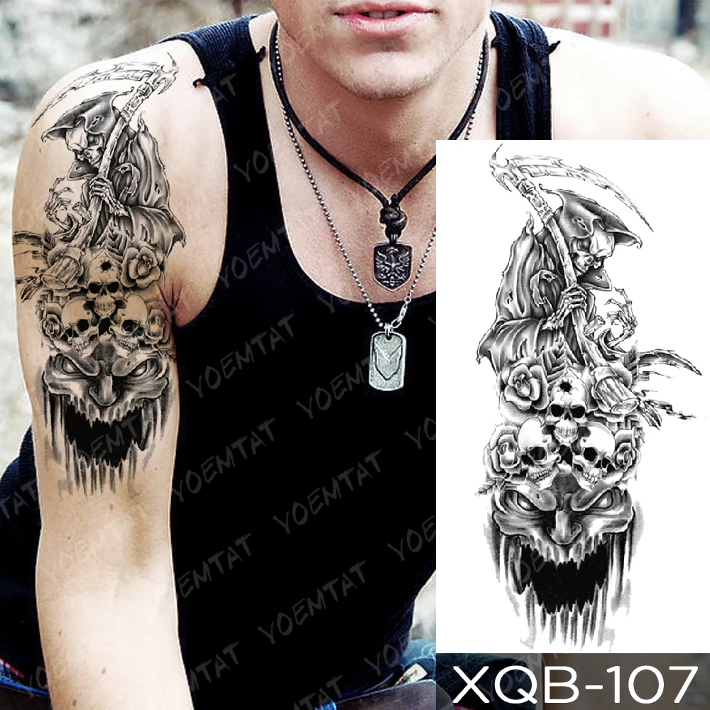 

Waterproof Temporary Tattoo Sticker Black Square Totem Flash Tattoos Tiger Stereo Totem Body Art Arm Fake Tatoo Women Men