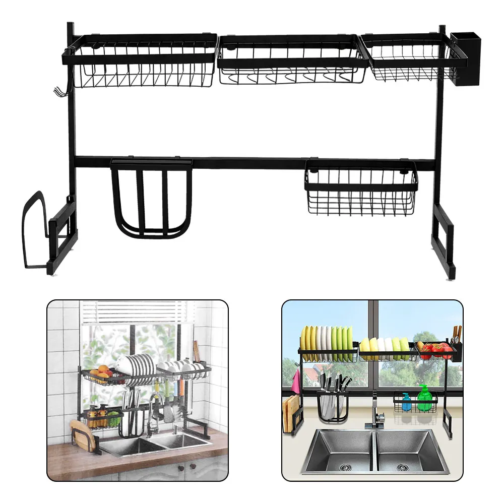 Кухонная полка из нержавеющей стали над раковиной Черная кухонная для раковины