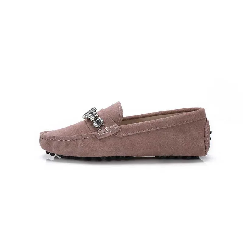 genuine cowhide leather women shoes Female Casual Fashion Flats Spring Autumn driving shoes women leather loafers - Color: Dark Pink