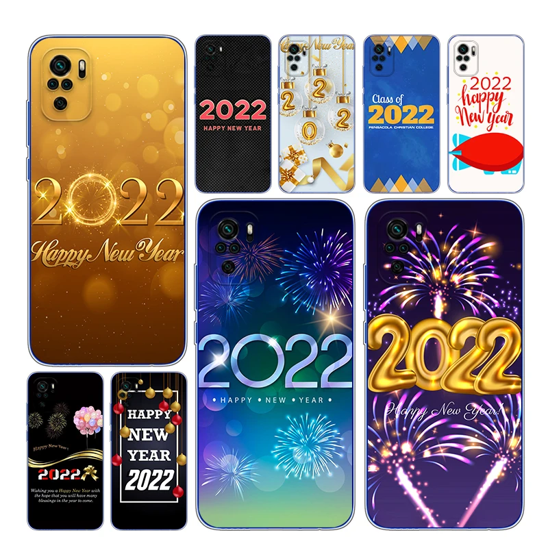 

For Xiaomi Redmi Note 4 4X 5A 5 6 7 8T 8 9T 9S 9 10 10S Pro Max TPU Christmas happy New Year 2022 Transparent Phone Case