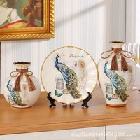 ceramic creative jewelry bottle vase three piece set of decorative ornaments flower vase european living room ornaments