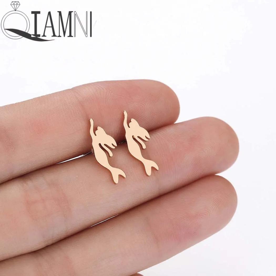 Женские серьги гвоздики с изображением русалки|Серьги-гвоздики| |