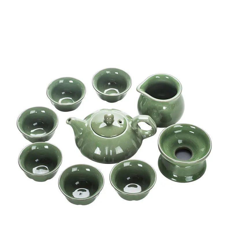 

9pcs Tea Sets Exquisite celadon tea set Include 6 cups 1 tea pot 1 filter 1 fair mug Set Kung Fu Tea Cup Unique gift