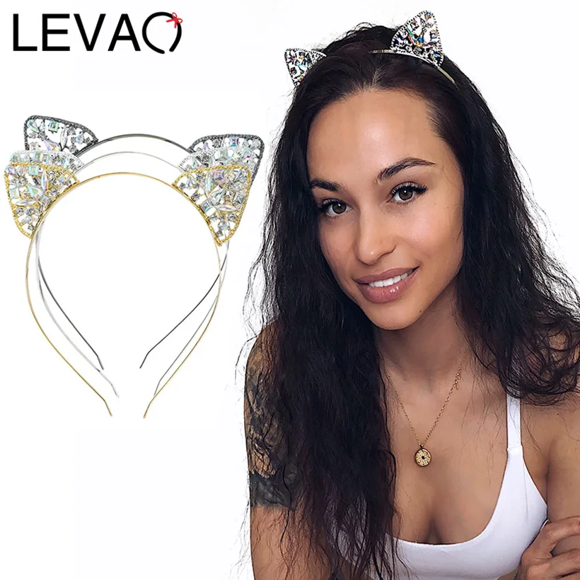 LEVAO, Женская повязка на голову с мышиными ушками, ободок на Хэллоуин, тюрбан с блестками, оголовье для девочек, детские вечерние аксессуары для волос на Хэллоуин, головные уборы