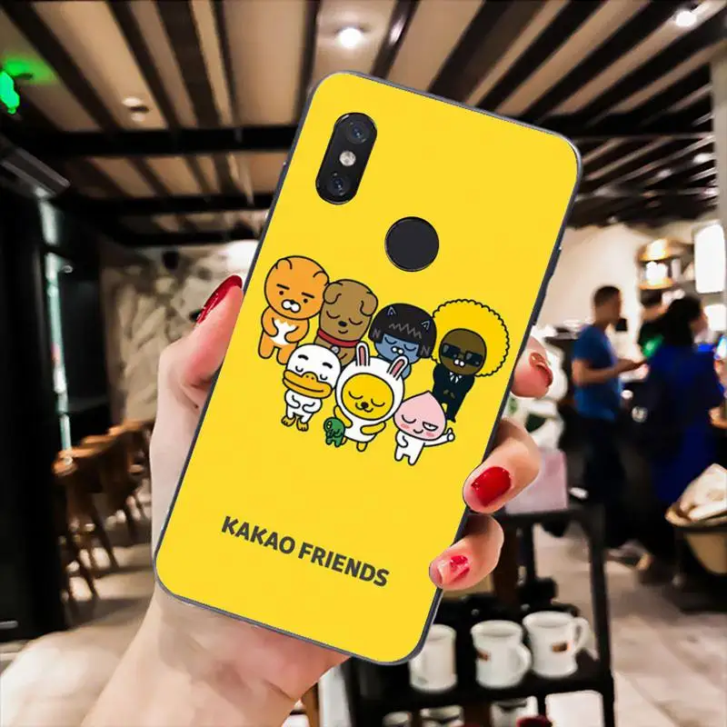 

YNDFCNB KAKAO style Phone Case for xiaomi mi 5 6 A2 A2lite A1 9 9SE 8Lite 8explorer Pocophone F1 Black soft TPU cove fundas
