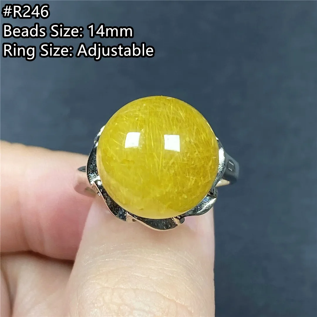 

Кольцо из натурального золота рутилированного кварца для женщин и мужчин, Исцеляющие кристаллы овальной формы, серебряные богатства, регул...