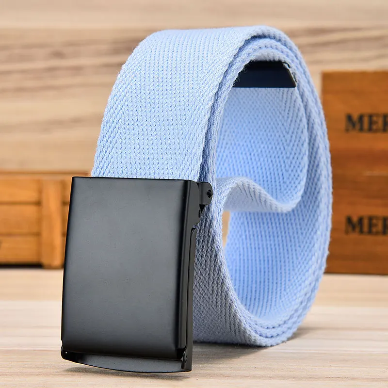 Light Blue Унисекс тактический ремень наивысшего качества 3,8 см Широкий Повседневный Холст красный ремень Открытый Автоматическая пряжка мужской черный пояс белый оранжевый цвет - Цвет: Light Blue