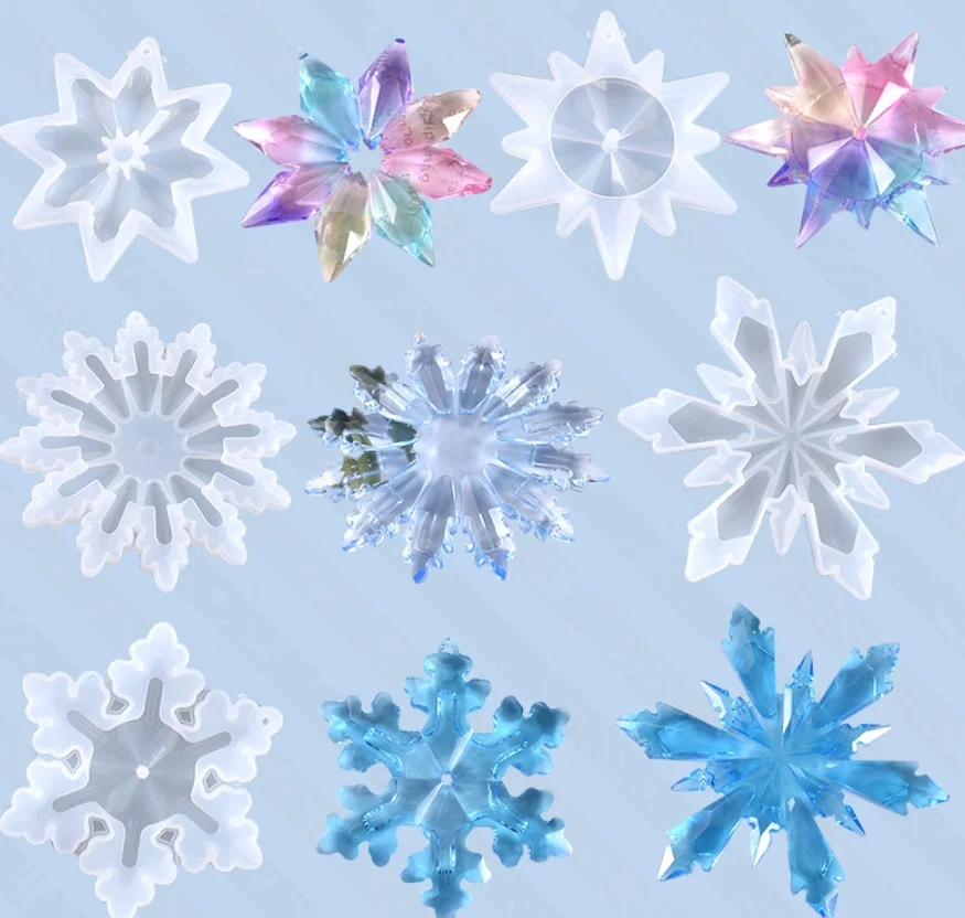 

Epoxy Mold Crafts Souvenir Mirror Snow Snowflake Pendant Jewelry Shape DIY Silicone Epoxy Resin Candle Mold Accessories