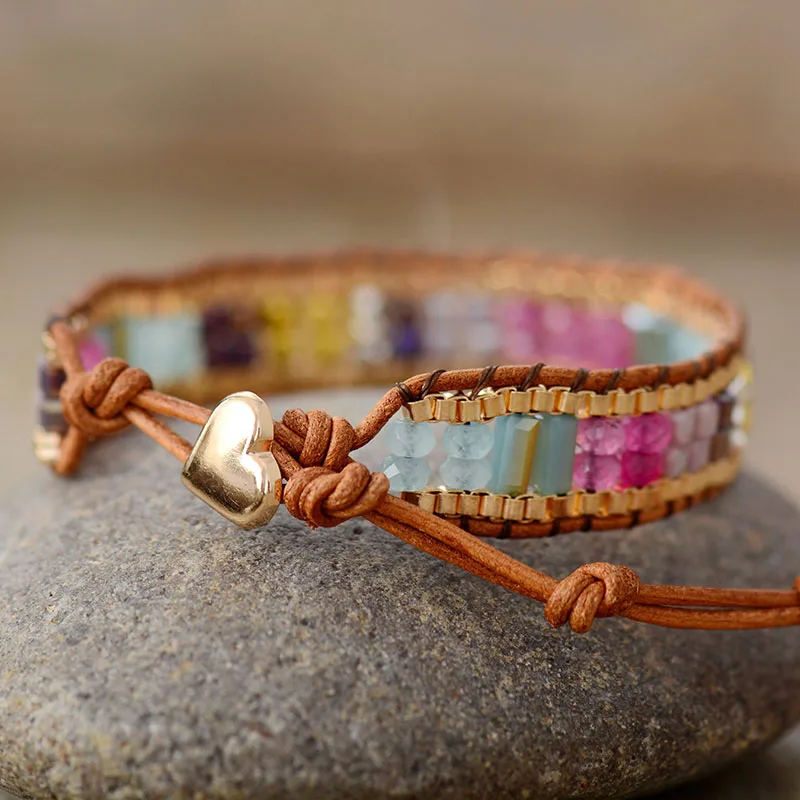 Этнические Бусы Браслеты полудрагоценные камни стразы цепочкой браслеты в