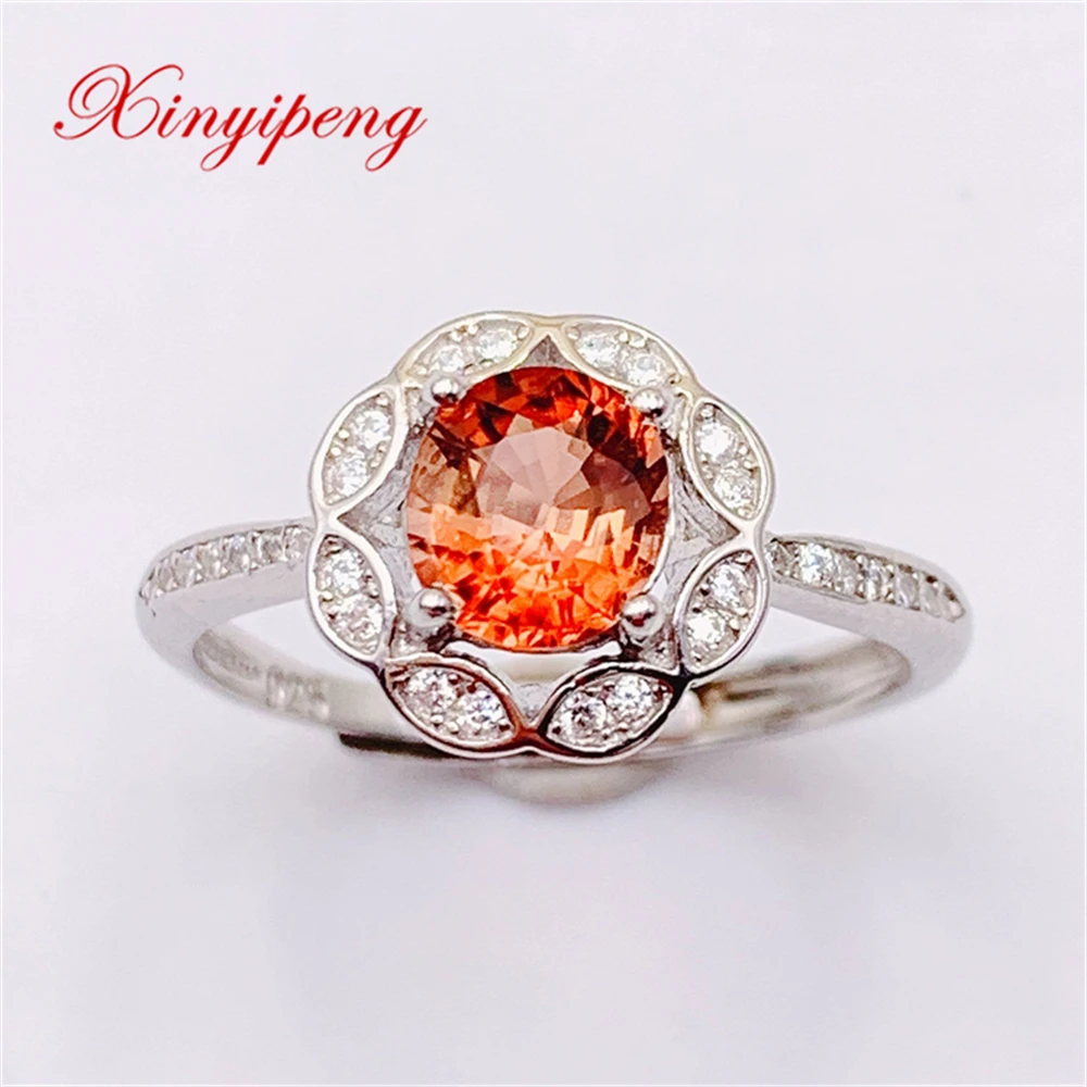 

Xin Yipeng Gem Jewelry Real S925 Sterling Silver Inlaid Natural Tourmaline Rings Fine Anniversary Gift for Women Free Shipping