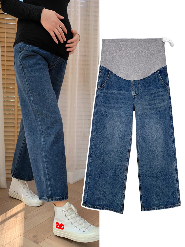 Беременности и родам широкие джинсы для беременных 2021 беременности джинсовые штаны и хлопковой подкладкой для мальчиков, спортивные штаны,...