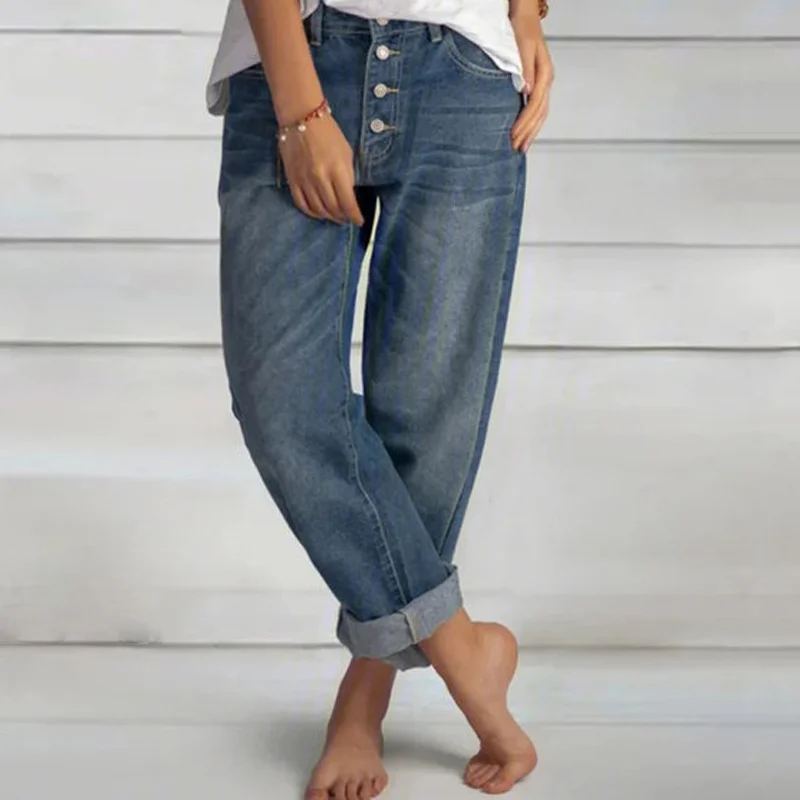 

2021 new women's loose casual all-match jeans wide-leg pants retro blue straight-leg pants slim jeans