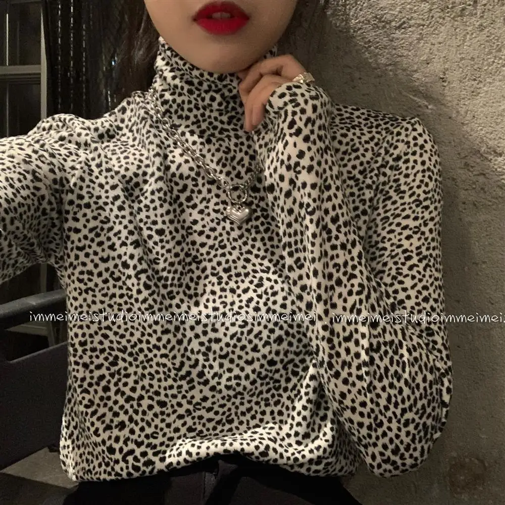 Женская осенне-зимняя футболка с длинным рукавом и высоким воротником - купить по