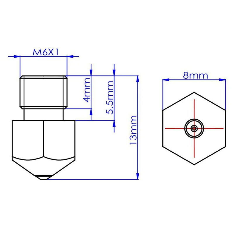 Аксессуары для 3D принтеров Mk8 сопло 0 4 мм Совместимо с Petg Abs Pei Peek и другими
