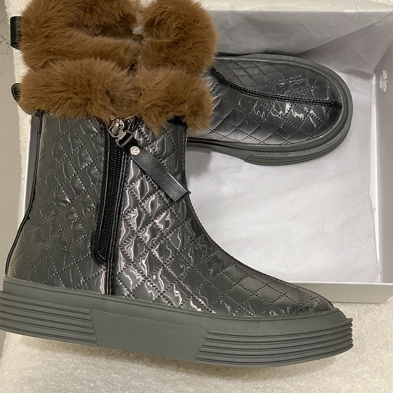 

Теплые ботильоны на молнии сбоку, свободные Нескользящие ботинки на толстой подошве, женская обувь, женские ботинки, женская обувь, зимние б...