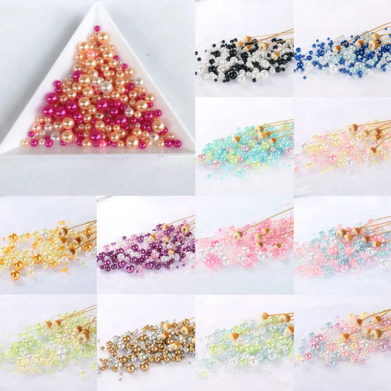 Смешанные цвета радуги круглые отверстия без жемчуга DIY искусственный жемчуг из