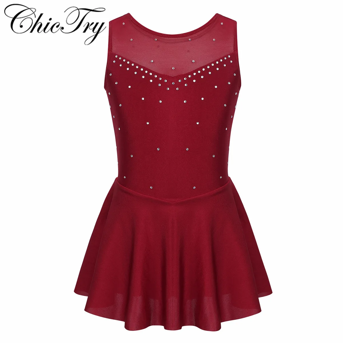 Балетный купальник без рукавов для маленьких девочек блестящие стразы тюль