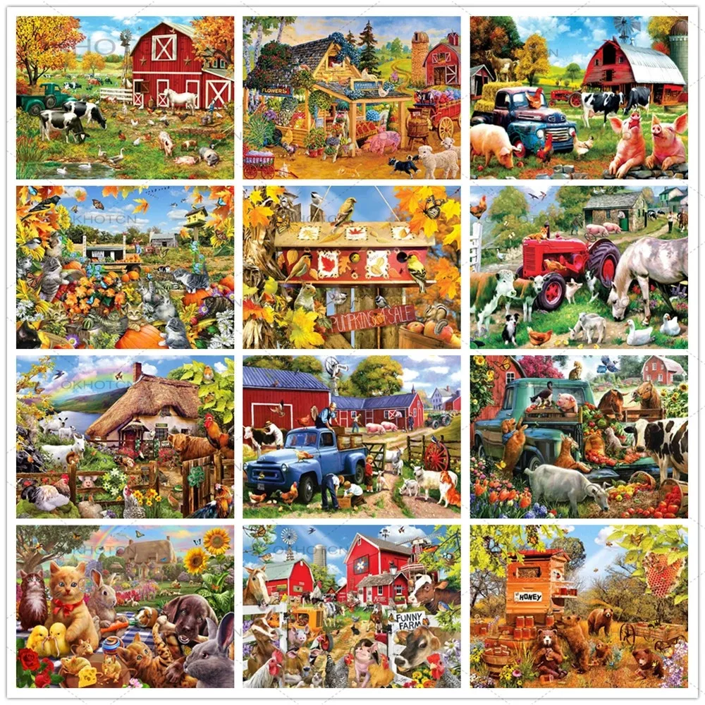 5D Diy Алмазная вышивка кошка собака свинка Животные крест стежка Урожай осенний