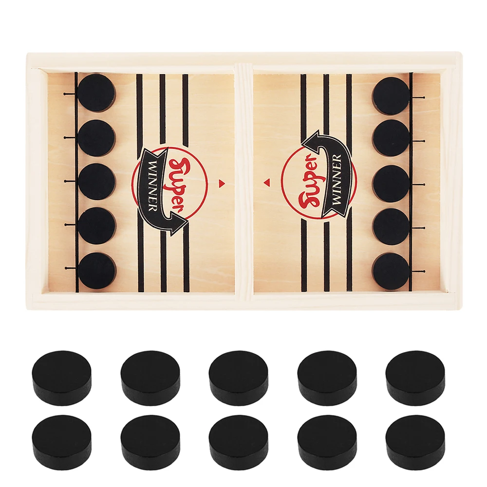 

Wooden Table Hockey Game Fast Sling Puck Board Game Catapult Chess Parent-child Interactive Toy Desktop Battle Board Game