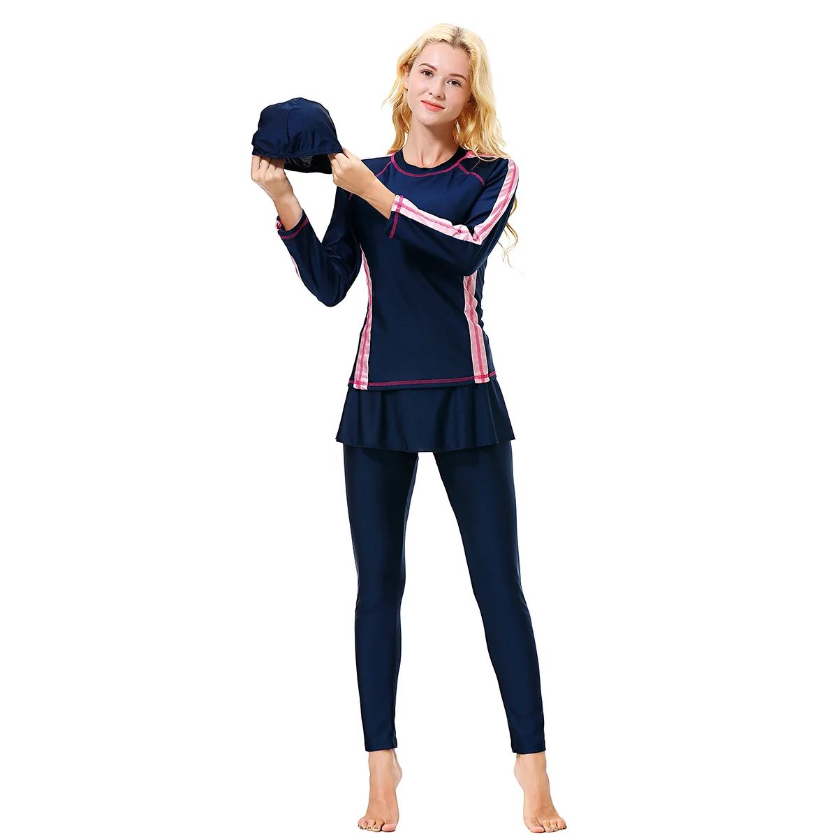 

2021 Muslim Swimwear Muslim Long Sleeveless Swimsuits A Swim Dress For Muslim Swimming Clothes For Women Sport Swimsuit 3pcs