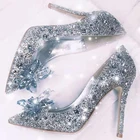 2020 г. Новейшие туфли Золушки женские туфли-лодочки на высоком каблуке, стразы женские свадебные туфли с острым носком, украшенные кристаллами 5 см7 см9 см