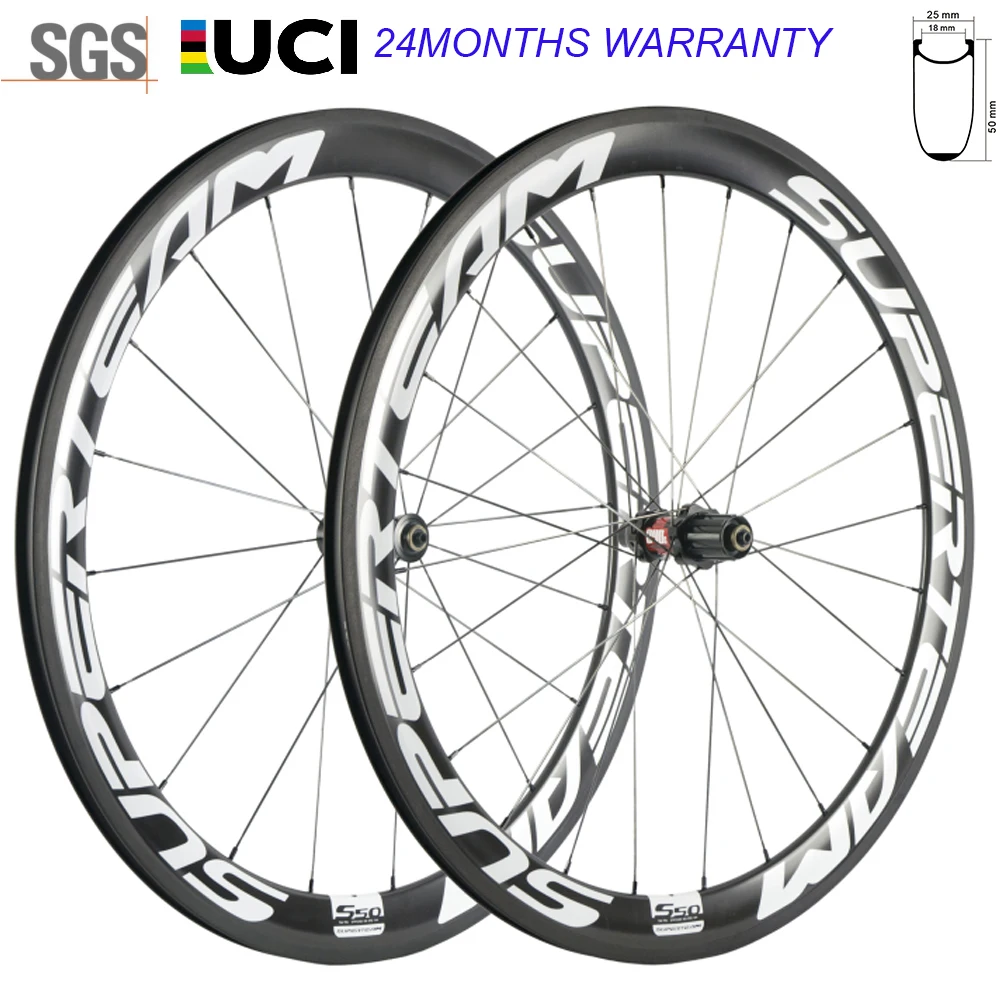 Комплект колес из углеродного волокна UCI 50 мм бескамерные колеса с DT240 Sapim CX-ray