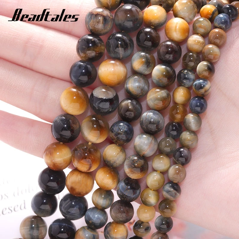 

Natural Stone Spacer Beads Round Fantasy Tiger Eye Loose Bead For Jewelry DIY Making Bracelet Accessories 15" 6/8/10mm Beadtales