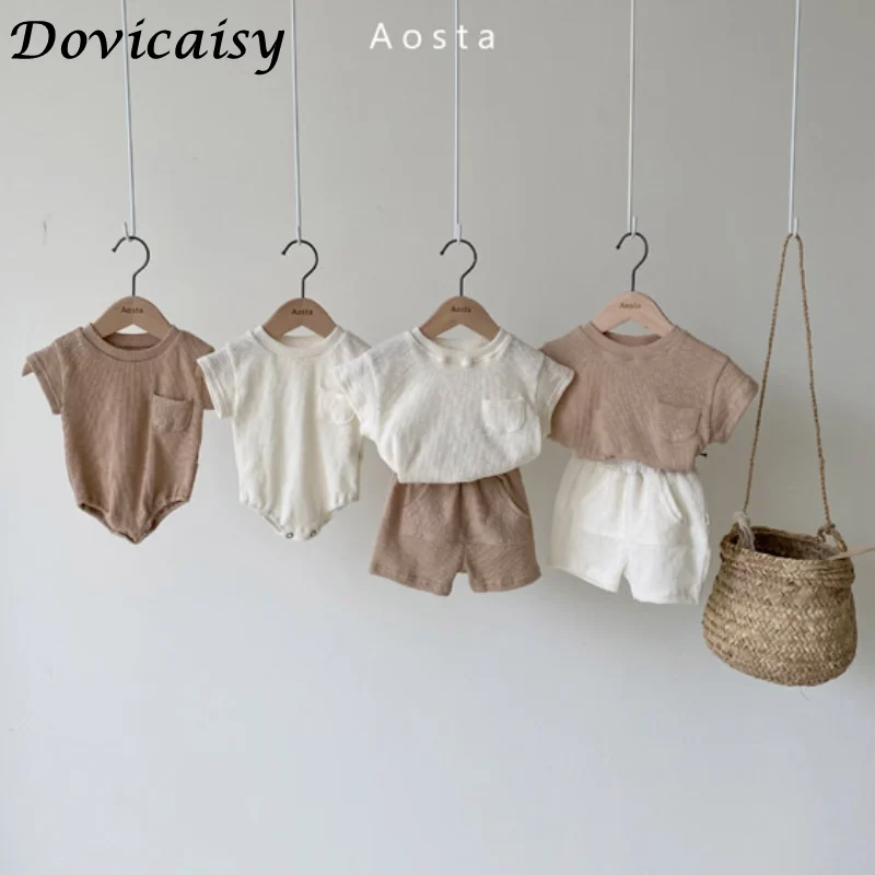 

Корея новые летние одежда для малышей хлопковые носки для мальчиков и девочек, однотонное Новое поступление боди с короткими рукавами для д...