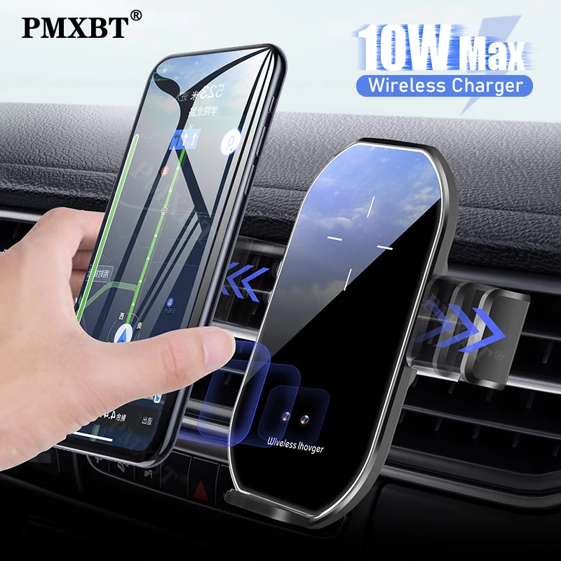 

10W Qi Car Wireless Charger For iPhone 12 11 Pro XS XR 8 Samsung S20 Fast Wireless Charging Charger Infrared Sensor Phone Holder