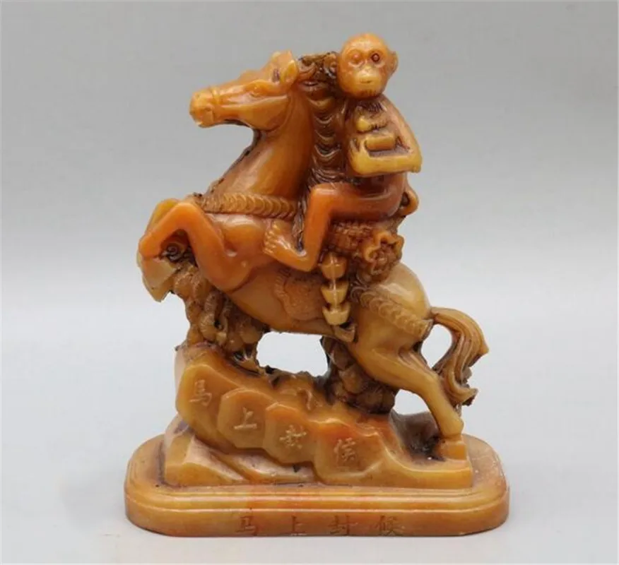 Медная Статуя китайского шоушань ручная резьба по камню статуя лошади и обезьяны