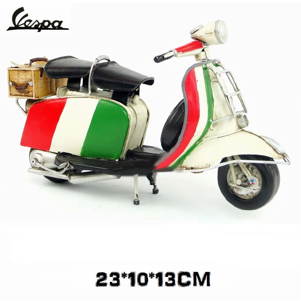 Vespa мини металлический мотоцикл модель ручной работы зеленый красный цвет