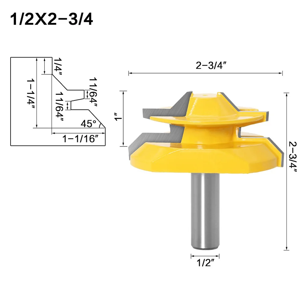 

3Pcs/set 45Lock Miter Router Bit 1/2\\'\\' Shank Milling Cutter Engraving Machine Tool Woodworking Cutters
