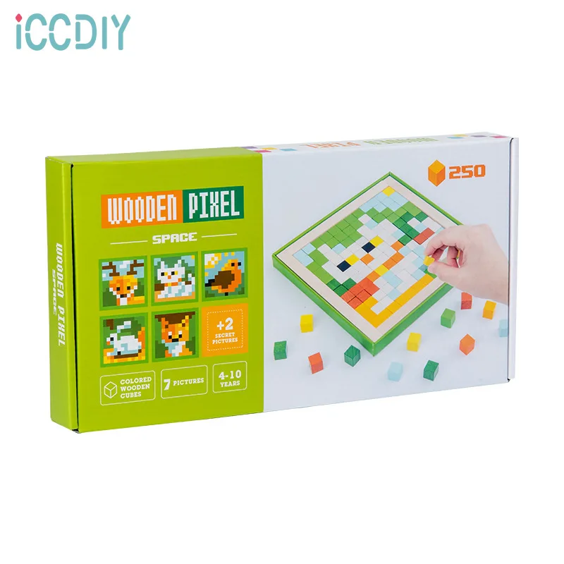 

Pixel Jigsaw Puzzle Wooden Toy Fun Wood Brick Pel Pixel Puzzle Puzzle Toy Handmade Puzzle Mosaic Pixels