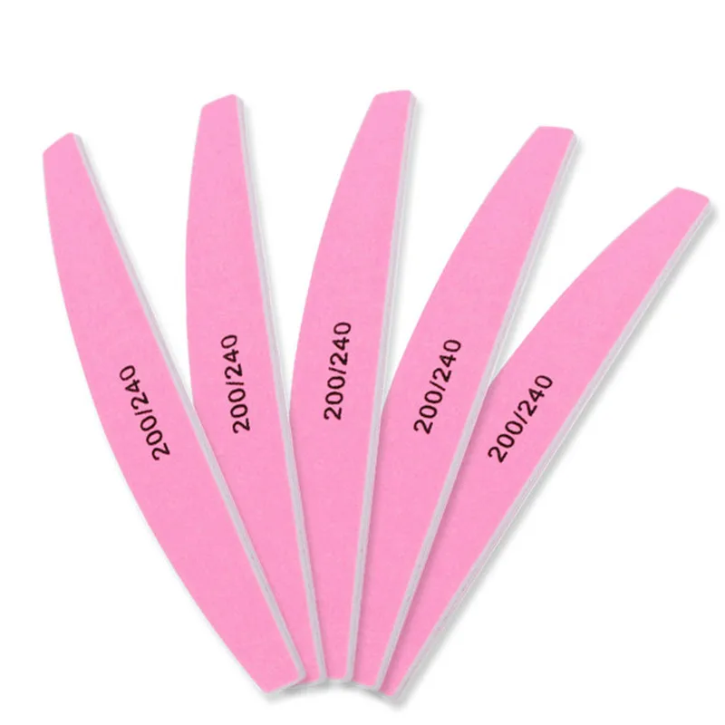 

5Pcs Half Round Pink 200 240 Grits Nail File for Manicure Pedicure Files Double Side Sanding Nail Polishing File Buffer