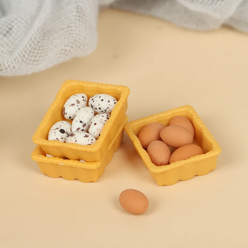 

1set 1:12 Scale Dollhouse Miniature Accessories Kitchen Food Mini Egg with Egg Trays for Doll House Cooking Game food
