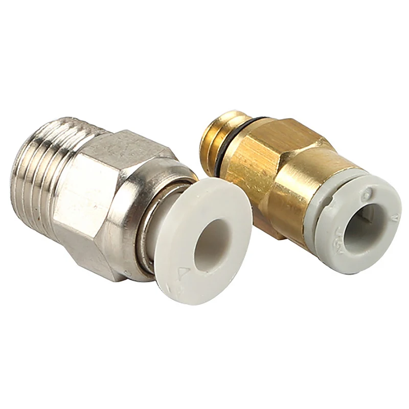 Большие серебряные и маленькие золотые прямые пневматические разъемы 3d части