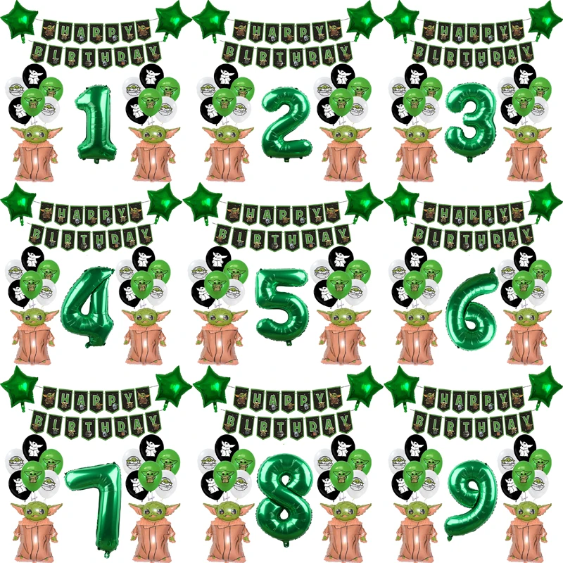 1 комплект Yodaed воздушный шар из фольги латексные шары звездой зеленый номер