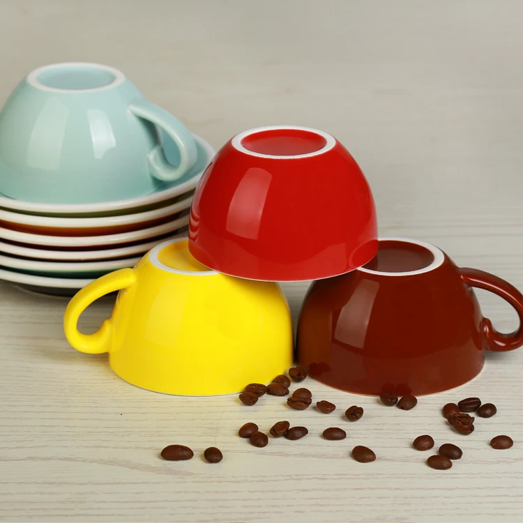 

300ml colorful thick body new bone china cappuccino cups and saucers,ceramic coffee cup saucer